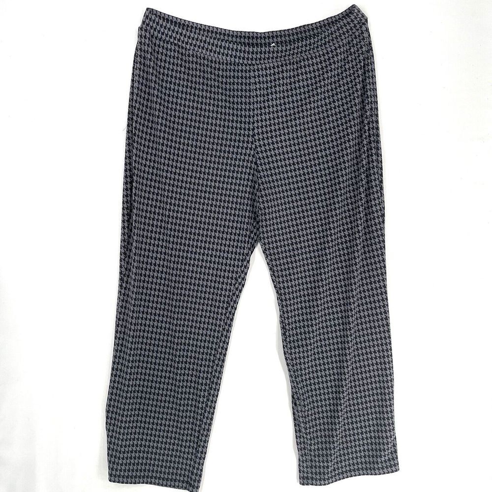 Susan Graver Stretch Wide Leg Pants Women's Size XL Herringbone Pattern Elastic